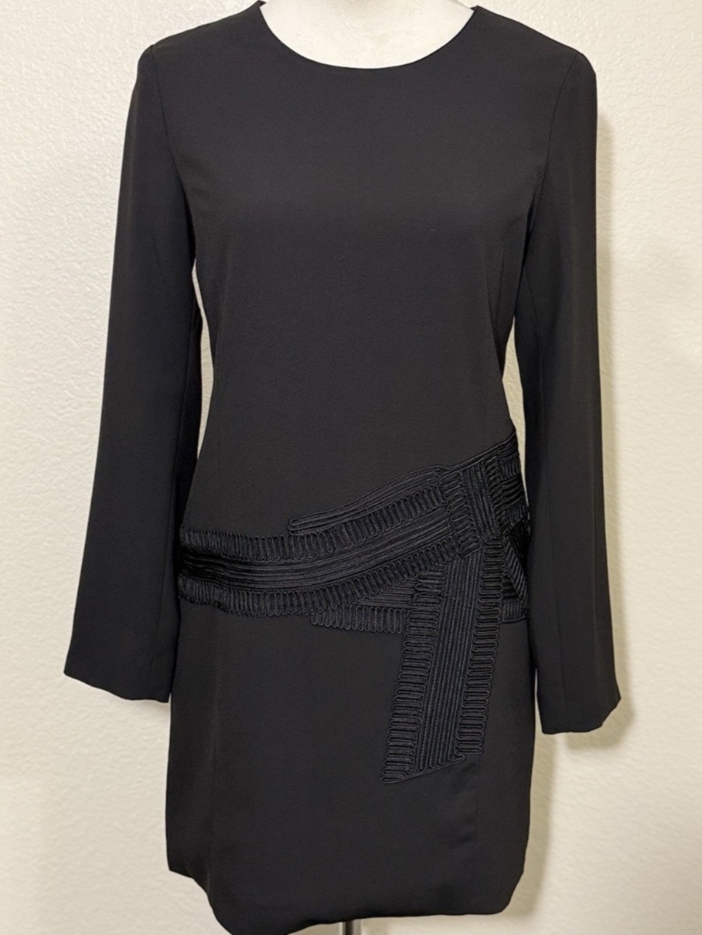 Thom Browne Womens Small Black Cord Embroidered RWB Tab Mini Dress